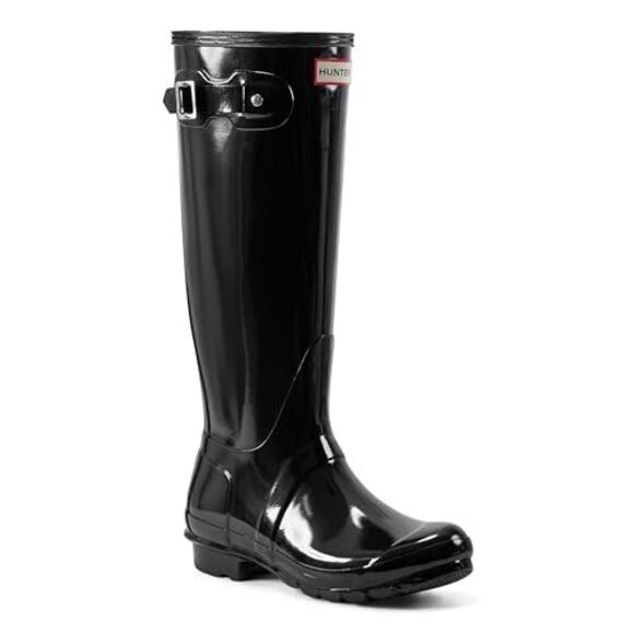 Hunter Womens Original Tall Gloss Rain Boots - Black - Picture 2 of 3